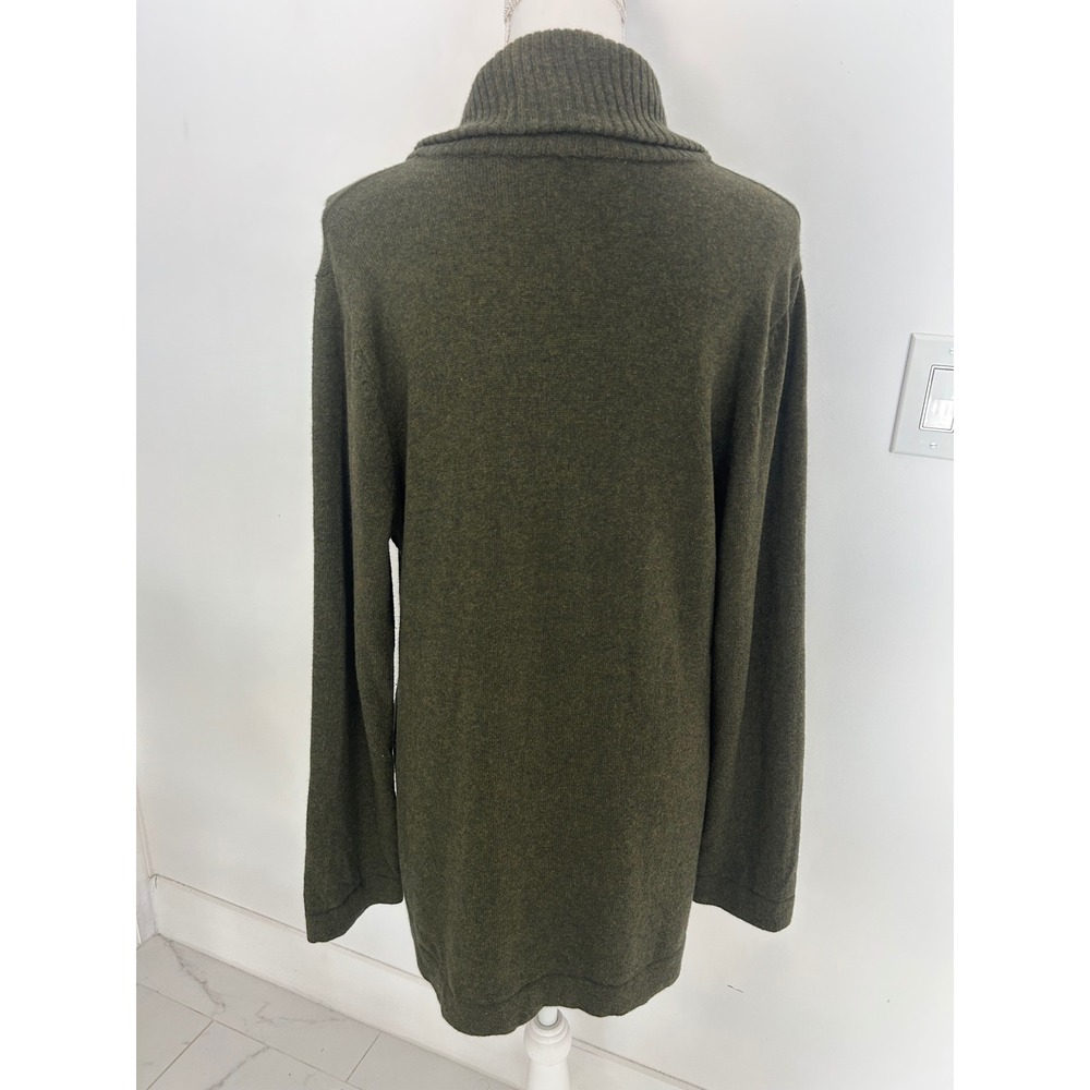 Kate Hill Women XL Olive Green Wool Blend Shawl Collar Button Front Cardigan - Picture 7 of 8